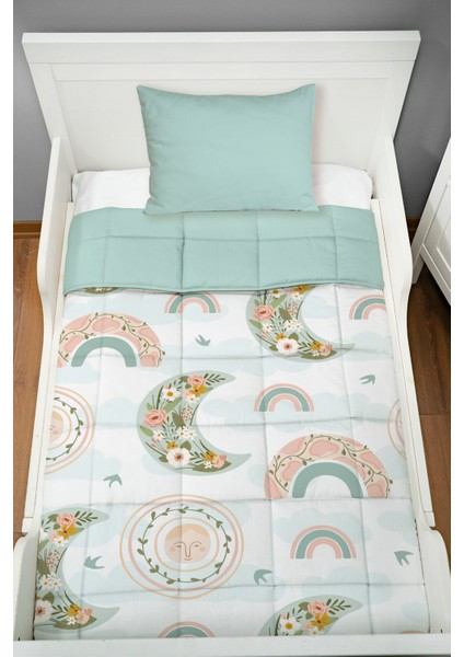 Baskılı Yorgan Seti (100x150 Cm) - Iconic Serisi - Çiçekli Ay ve Gökkuşağı fiyatları