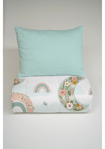 Baskılı Yorgan Seti (100x150 Cm) - Iconic Serisi - Çiçekli Ay ve Gökkuşağı modelleri