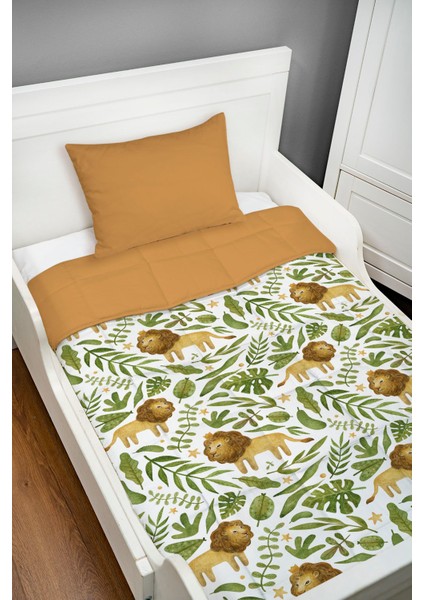 Montessori Yorgan Seti (95X195 Cm) - Iconic Serisi - Yıldızların Altındaki Aslan