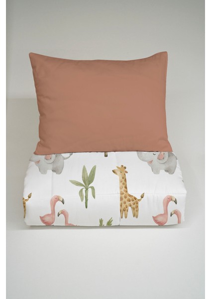 Bebek Yorgan Seti (95X145 Cm) - Iconic Serisi - Pembe Safari Hayvanlar modelleri