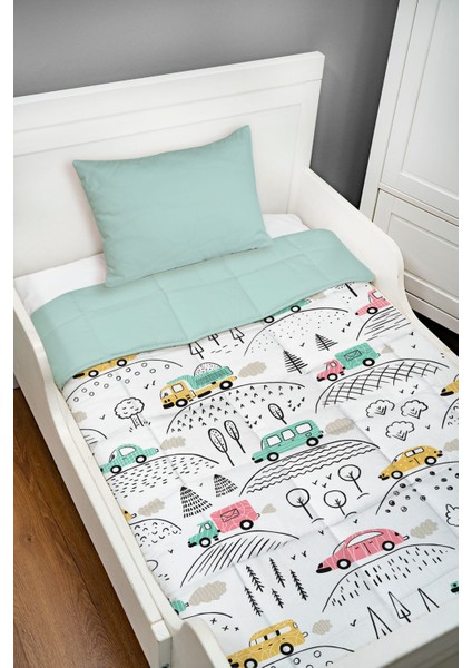 Montessori Yorgan Seti (95X195 Cm) - Iconic Serisi - Arabalar