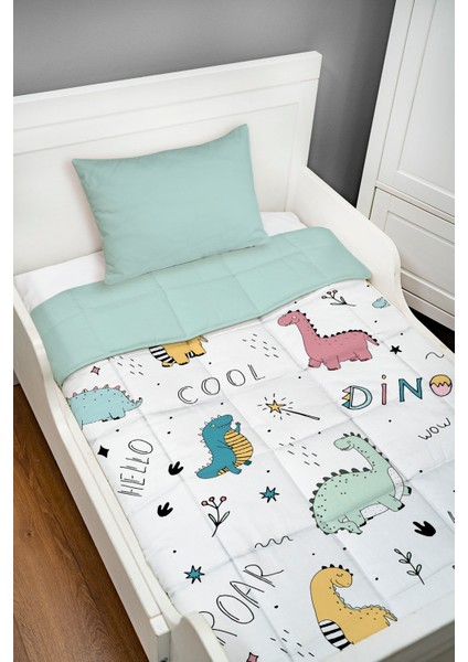 Montessori Yorgan Seti (95X195 Cm) - Iconic Serisi - Şirin Dinozorlar