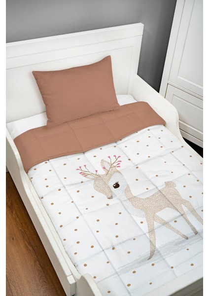 Montessori Yorgan Seti (95X195 Cm) - Iconic Serisi - Çiçek Boynuzlu Bambi