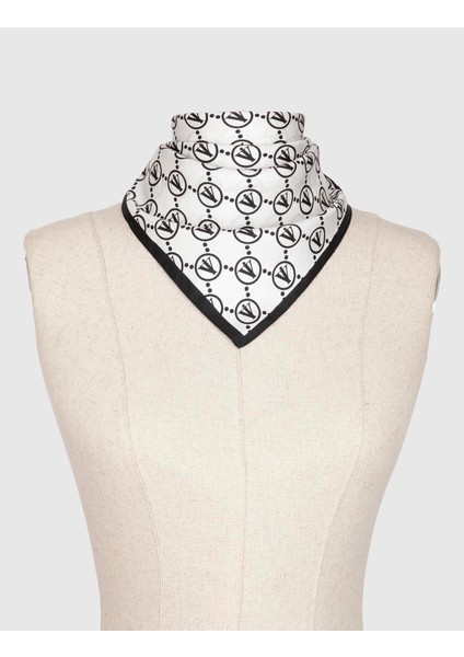 Pori Kadın Bandana Beyaz Siyah İpek Twill fiyatları