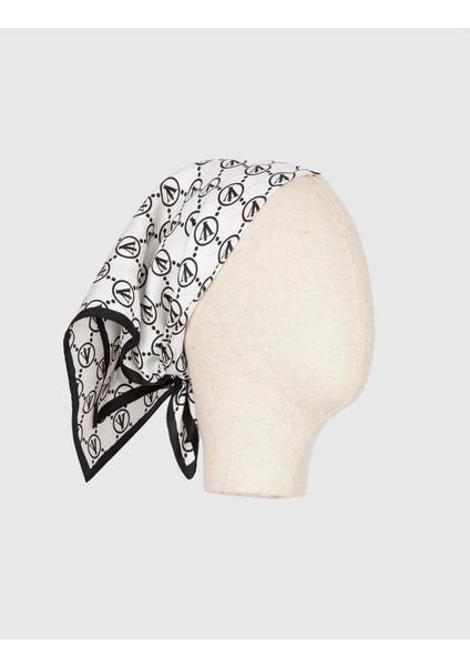 Pori Kadın Bandana Beyaz Siyah İpek Twill modelleri