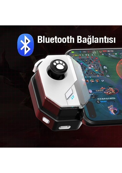 Polham 150MAH Şarjlı Bluetooth Bağlantılı Android, Ios Uym Oyuncu Kontrol Joystick ve Tetik Konsolu