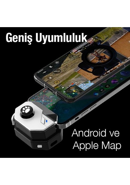 Polham 150MAH Şarjlı Bluetooth Bağlantılı Android, Ios Uym Oyuncu Kontrol Joystick ve Tetik Konsolu