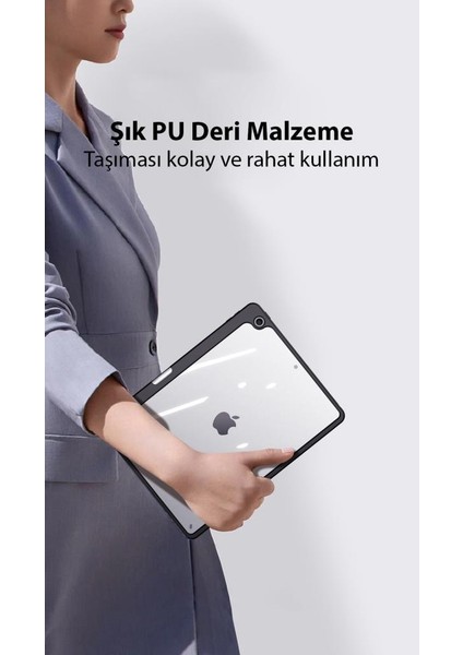 Polham Kalem Tutuculu ve Uyku Modlu Apple Ipad 10.9 Inch 2022 Uyumlu Kapaklı Kılıf, Standlı Ayarlanabilir Kapaklı