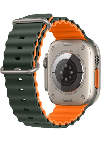 Apple Watch 42-44-45-49MM Krd-28 Ocean Çift Renkli Haki Kordon