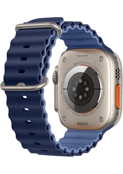 Apple Watch 42-44-45-49MM Krd-28 Ocean Çift Renkli Lacivert Kordon