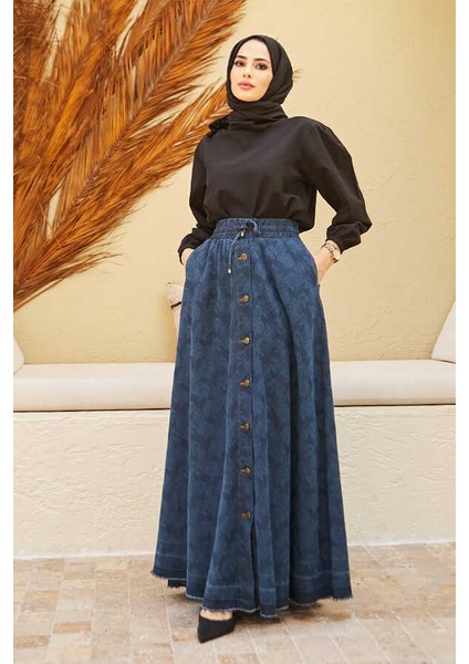 2215-EFSANEM Mevlana Etek Koyu Mavi