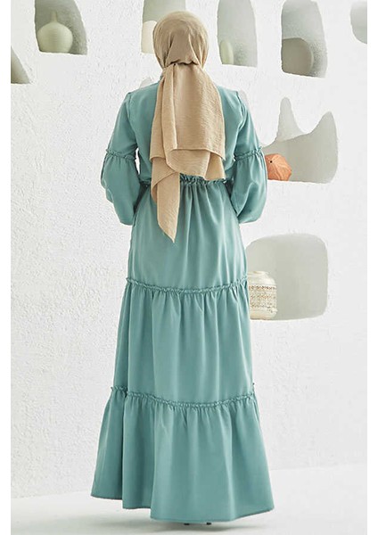 6567-CARLA Büzgülü Elbise Mint Yeşili fırsatları