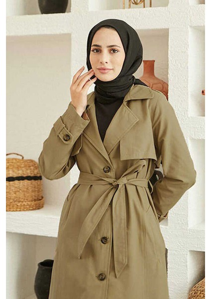 6604- Uzun Trençkot Koyu Bej fırsatları