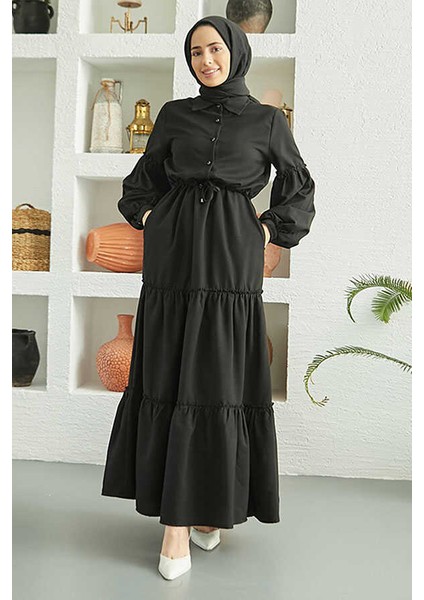 6567-CARLA Büzgülü Elbise Siyah fiyatları