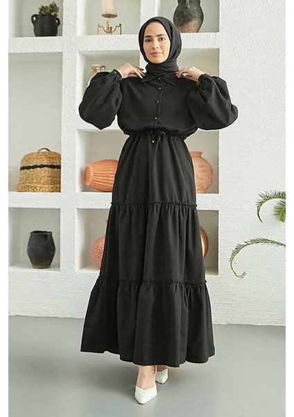 6567-CARLA Büzgülü Elbise Siyah modelleri