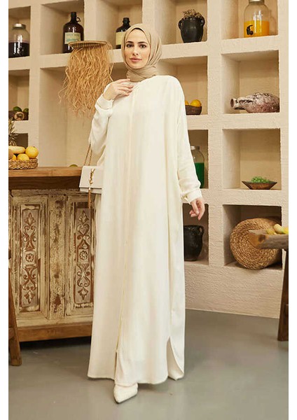 6571-KREP Abaya Ekru