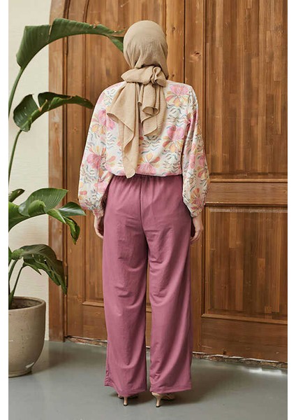 1105-ANCELINA Lastikli Pantolon Lila fırsatları