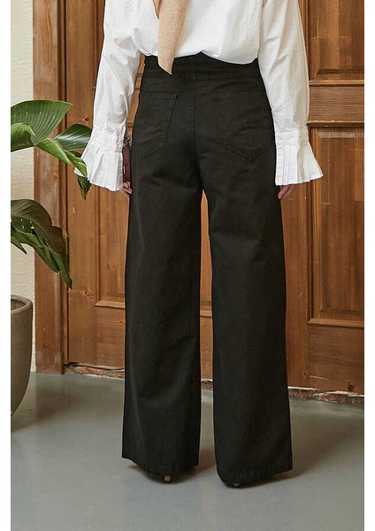 1123-BAĞCIKLI Bol Paça Pfd Pantolon Siyah fırsatları