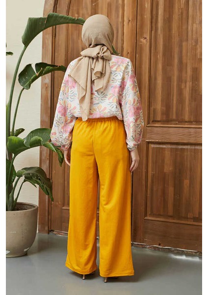 1105-ANCELINA Lastikli Pantolon Hardal fırsatları