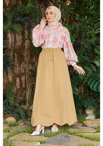 2273-PARÇALI Lastikli Etek Bej fiyatları