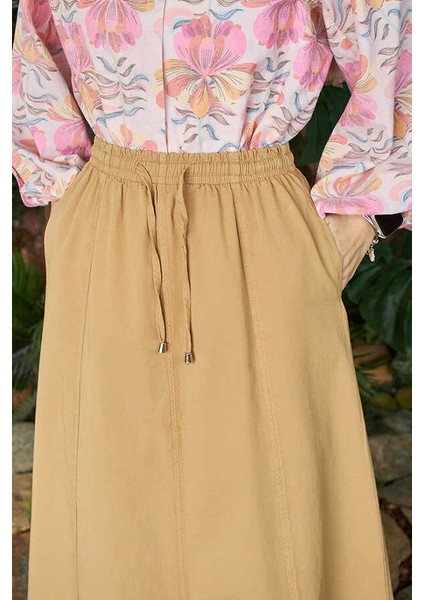 2273-PARÇALI Lastikli Etek Bej fırsatları