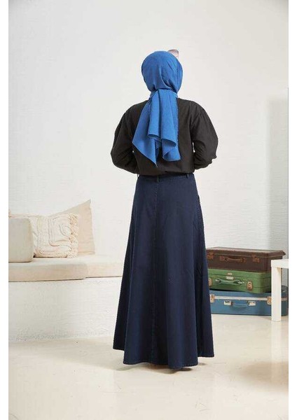 2195-MEVLANA Denim Etek Lacivert fırsatları