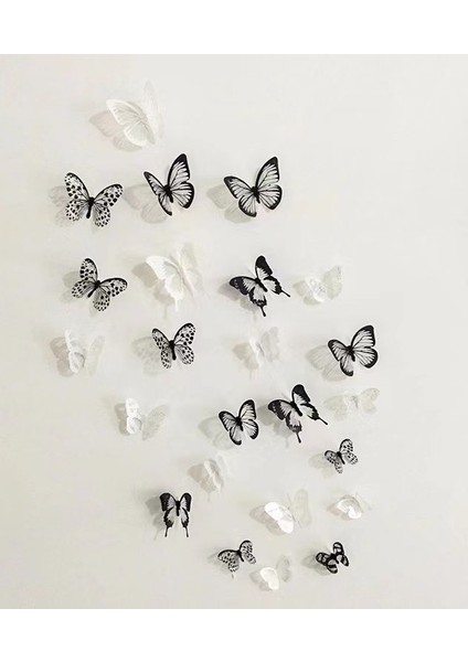 Else Nippon 18 Adet 3D Duvar Sticker Çift Kanatlı Kelebek Pvc Wall Sticker Butterfly