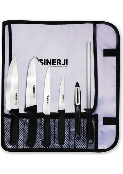 Silver Gastronomi Rulo Çantalı Bıçak Seti 6+1