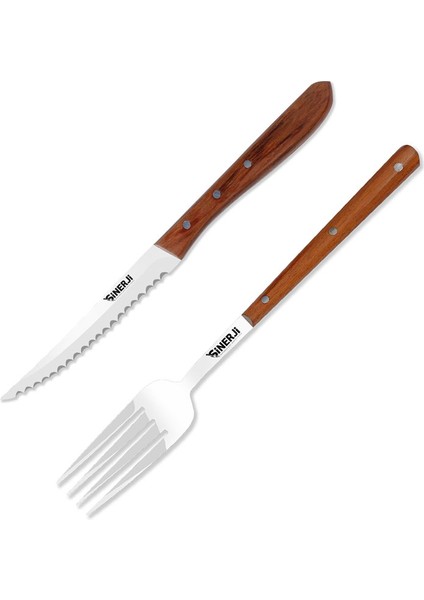 Wooden 2'Li Steak Seti (Bıçak&Çatal) Venge