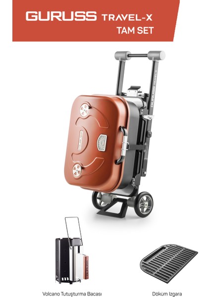 Travel-X Taşınabilir Mangal Tam Set Oksit Kırmızı