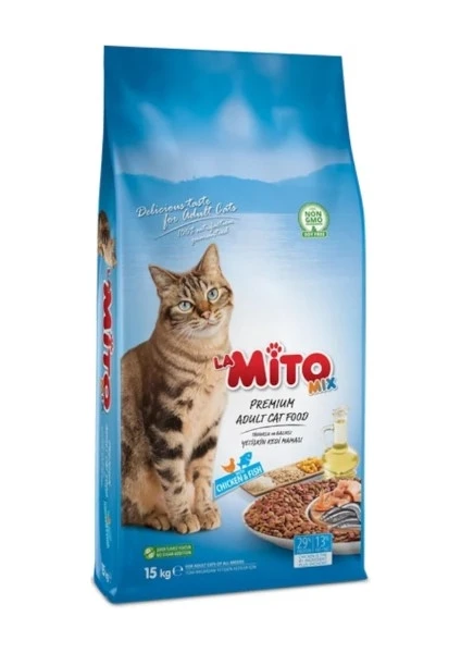 Mix Tavuklu ve Balıklı Yetişkin Kedi Maması 15 kg