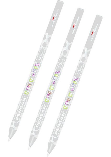Jel Tükenmez Kalem Beyaz 1.0 mm 3 Adet Beyaz Neon Jel Kalem Beyaz Mürekkepli Kalem