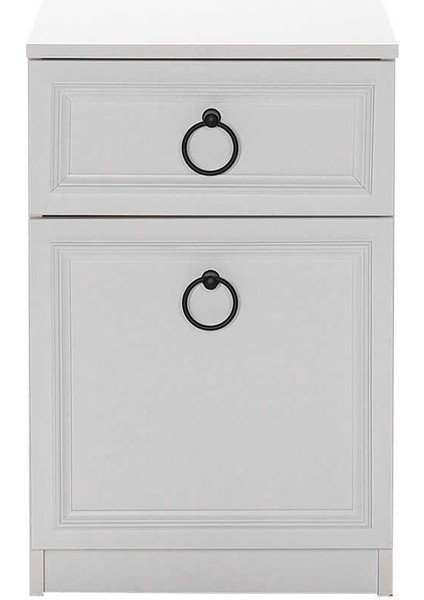 Hampton Çekmeceli Kapaklı Komodin-Mat Beyaz 40X63X38 cm (Gxyxd)