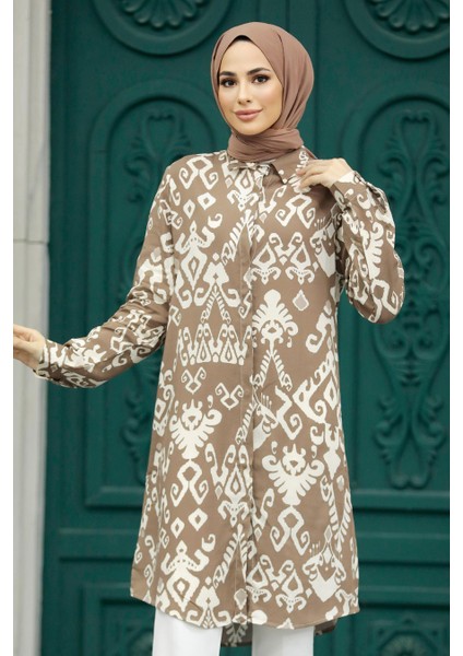 - Desenli Vizon Tesettür Viskon Tunik 11627V