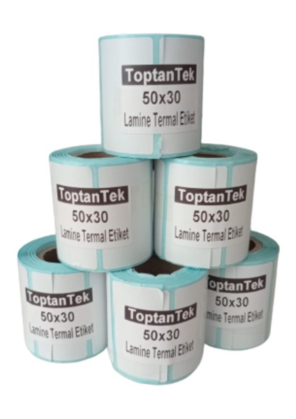 50X30+12 Lamine Termal Etiket G.50MM Y.30MM Bir Rulo 300 Adet (Tam Metraj) fiyatları