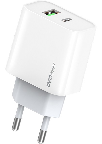 Dvıp N30 20W Type-C Pd + Usba Quick Charger Çift Çıkışlı Şarj Aleti Başlığı