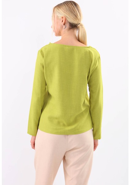 Yakası Güpürlü Önü Düğmeli Bluz indirimleri