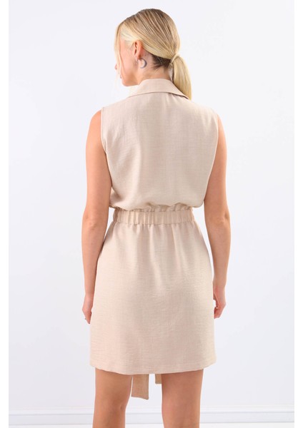 Beli Bağlamalı Önü Fermuarlı Kolsuz Elbise fırsatları