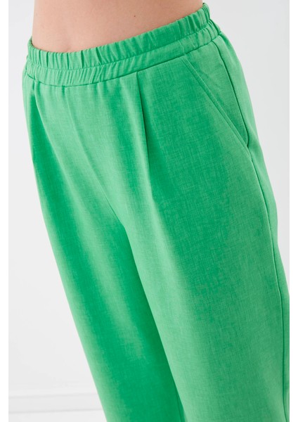 Beli Lastikli Pileli Yüksek Bel Pantolon modelleri