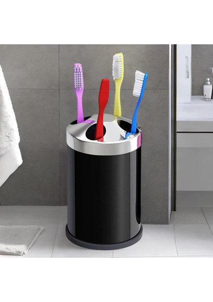 Set Üstü Diş Fırçalık Banyo Metal Diş Fırçası Kabı Kutusu Siyah