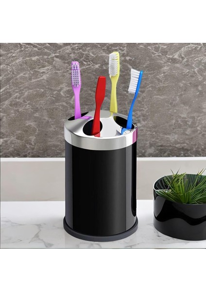Set Üstü Diş Fırçalık Banyo Metal Diş Fırçası Kabı Kutusu Siyah