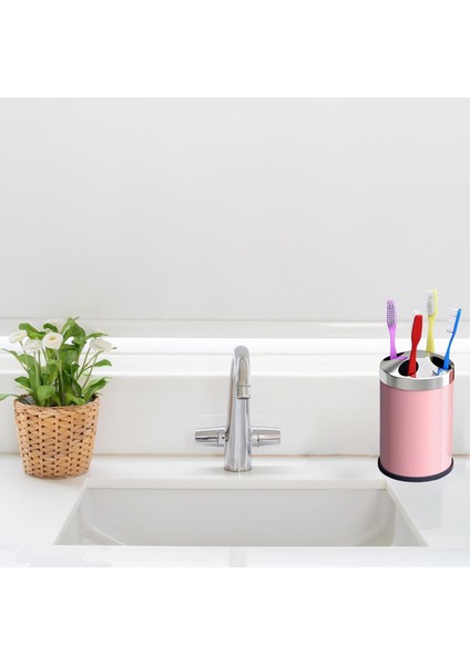 Set Üstü Diş Fırçalık Banyo Metal Diş Fırçası Kabı Kutusu Pembe fırsatları