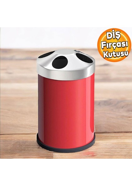 Set Üstü Diş Fırçalık Banyo Metal Diş Fırçası Kabı Kutusu Kırmızı