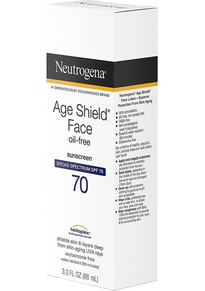 Age Shield SPF70 Yüz Için Yağsız Güneş Losyonu 88ML