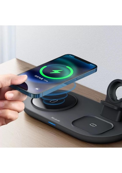 CH-7063 3in1 15W Type-C Çoklu Magsafe Tws Kulaklık -Watch-Telefon Dock Şarj Unitesi