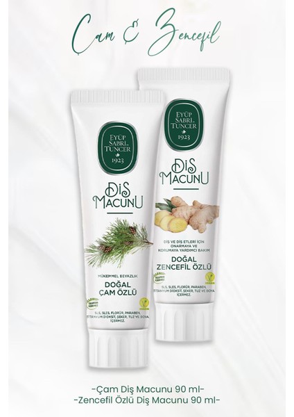 Diş Macunu Çam Özlü 90 ml ve Zencefil Özlü 90 ml