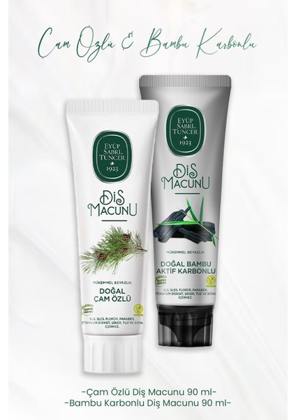 Diş Macunu Çam Özlü 90 ml ve Bambu Karbonlu 90 ml