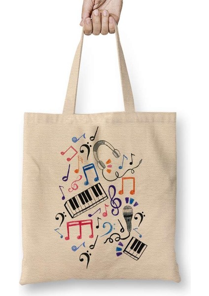 Iyi Zıplayanlar Müzik Notları ve Semboller Müzik Notolar Bez Çanta Uzun Saplı