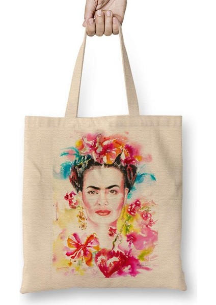 Frida Kahlo 04 Bez Çanta Uzun Saplı
