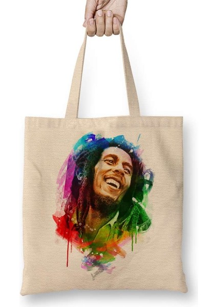 Bob Marley Mutluluğun Rengi Bez Çanta Uzun Saplı